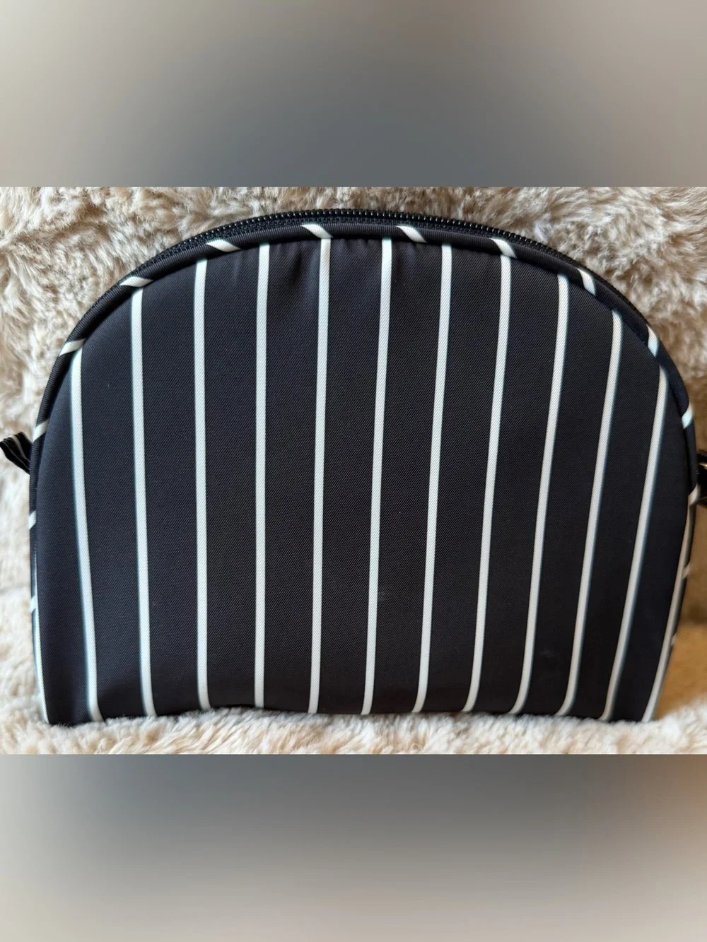Lauren Ralph Lauren Monogram RLL Striped Cosmetic Makeup Travel Case Pouch